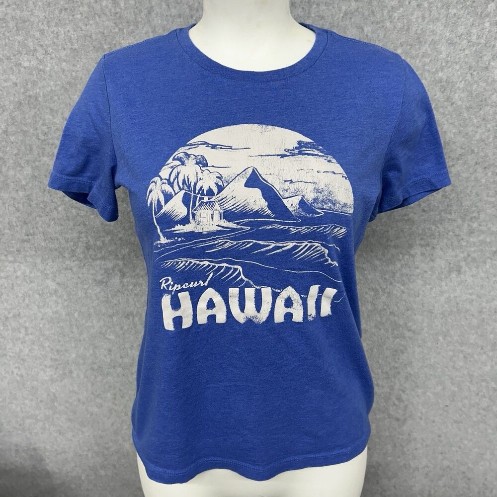 Rip Curl Womens Size Small Blue Hawaii Graphic Short Sleeve Tee Shirt